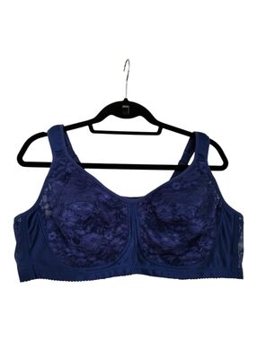 Comfort Choice Easy Enhancer T-shirt Bra Womens Size 50B Navy Blue Lace Wireless